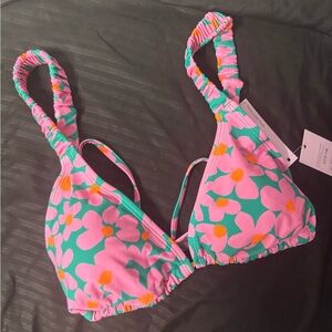 Target Pink and Green Floral Bikini Top
